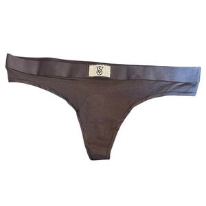 Victoria's Secret Black Logo Embellished Thong Women's Size Large NWT